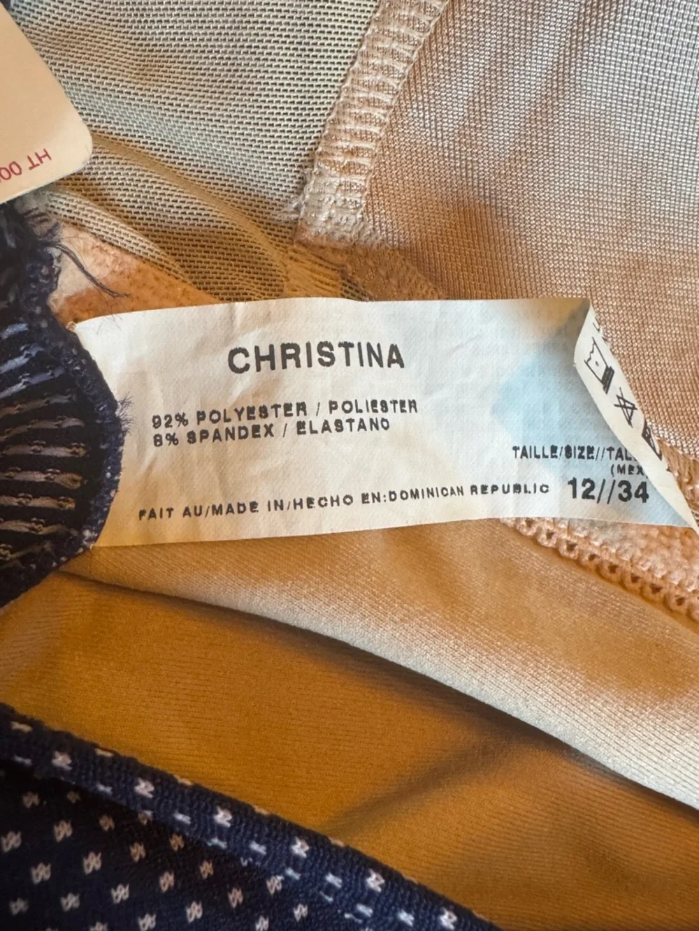 Christina Navy and White Dot Halter One-Piece Deadstock NWT 12 - Picture 5 of 5